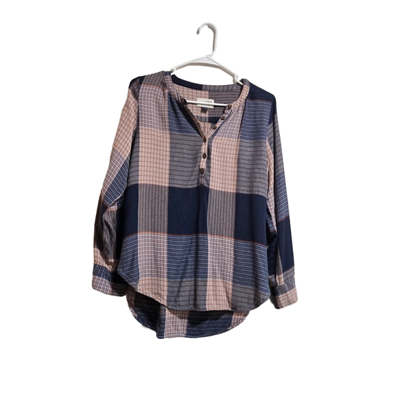 Universal Thread Gray Long Sleeve Blouse with Mandarin Collar - Picture 3 of 9